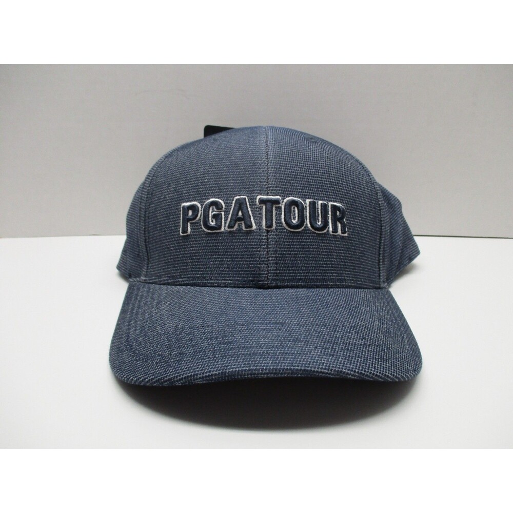 PGA Tour Pro Series Script Logo Adjustable Strap Golf Hat Blue One Size Cap NWT